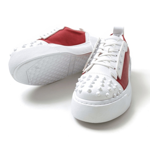 Chekich Men s Shoes White Red Color BT Artificial Leather Studded Decor Winter Autumn Season Lace