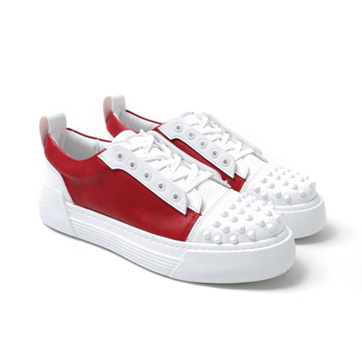 Chekich Men s Shoes White Red Color BT Artificial Leather Studded Decor Winter Autumn Season Lace