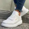 Chekich Men s Sneakers White Color Laces Artificial Leather Spring and Summer Seasons Casual Breathable Shoes