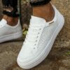 Chekich Men s Sneakers White Color Non Leather Lace up Spring and Autumn Season Casual Shoes