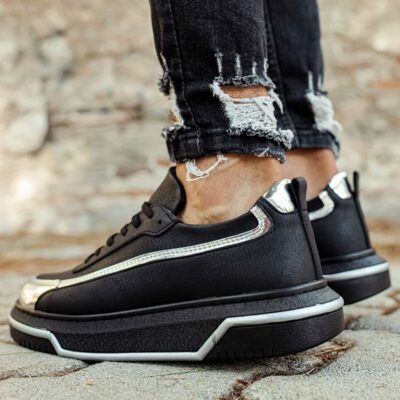 Chekich Men s Women s Casual Shoes Black and Gray Colors Artificial Leather Lace Up Casual