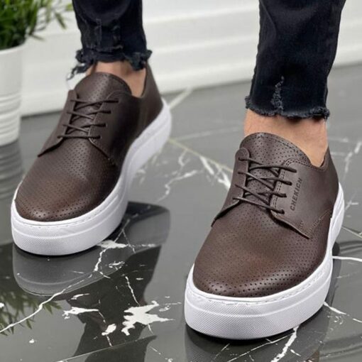 Chekich Men s Women s Casual Shoes Brown Artificial Leather Lace Up Summer Spring Comfortable Fashion