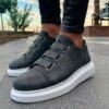 Chekich Men s Women s Shoes Anthracite Color Faux Leather Spring Fall Seasons Elastic Band Type