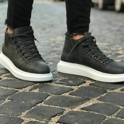 Chekich Men s Women s Shoes Black Color Faux Leather Spring Fall Seasons Lace Up White