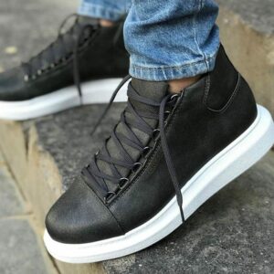 Chekich Men s Women s Shoes Black Color Faux Leather Spring Fall Seasons Lace Up White