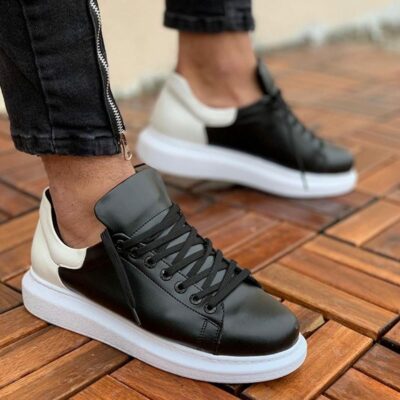 Chekich Men s Women s Shoes Black and White Non Leather Lace Up Mixed Colors Casual