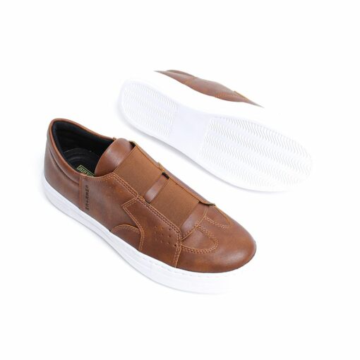 Chekich Men s Women s Shoes Tan Color Faux Leather Elastic Band Casual Sportive Unisex Brown