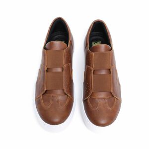 Chekich Men s Women s Shoes Tan Color Faux Leather Elastic Band Casual Sportive Unisex Brown