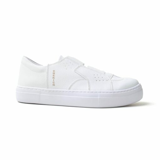 Chekich Men s Women s Shoes White Color Non Leather Elastic Band Closure Spring and Autumn