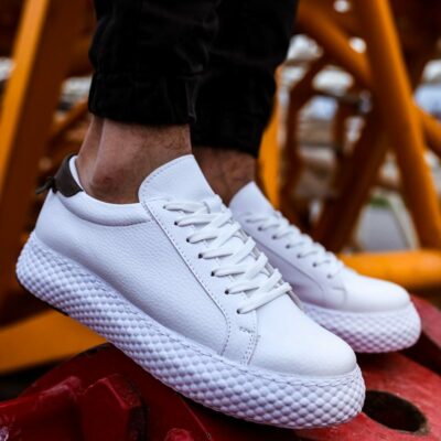 Chekich Men s Women s Sneakers White Artificial Leather Lace Up Summer Casual Comfortable Flexible Fashion