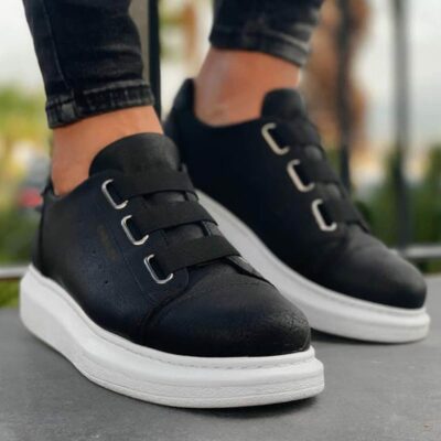 Chekich Men s and Women s Shoes Black Artificial Leather Banded  Spring Autumn Seasons New