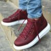 Chekich Men s and Women s Shoes Claret Red Faux Leather Fall Season Lace Up Unisex