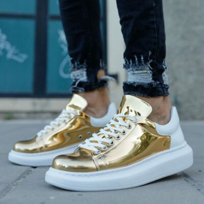 Chekich Men s and Women s Shoes Gold White Mixed Color Summer Non Leather