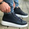 Chekich Men s and Women s Shoes Navy Blue Artificial Leather Winter Fall Seasons Lace Up