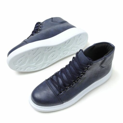 Chekich Men s and Women s Shoes Navy Blue Artificial Leather Winter Fall Seasons Lace Up