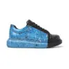 Chekich Men s and Women s Sneakers Blue Black Mixed Color Written Lace up Splash Pattern