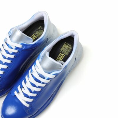 Chekich Men s and Women s Sneakers Blue Silver Mixed Color Written Lace up Splash Pattern