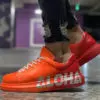 Chekich Men s and Women s Sneakers Orange Aloha Mixed Color Written Lace Up Splash Pattern