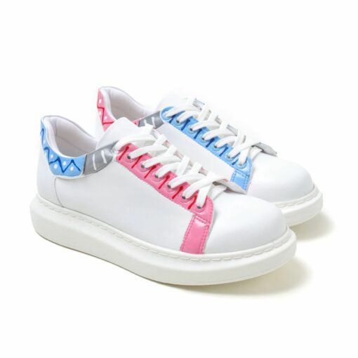 Chekich Men s and Women s Sneakers Pink Blue Embroidery Mixed Color Written Lace up Splash