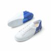 Chekich Men s and Women s Sneakers White Blue Mixed Color Written Lace up Splash Pattern