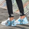 Chekich Men s and Women s Sneakers White Blue Run Mixed Color Written Lace up Splash