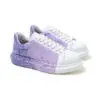 Chekich Men s and Women s Sneakers White Purple Mixed Color Written Lace up Splash Pattern