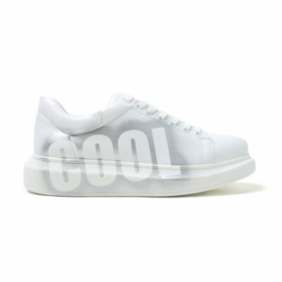 Chekich Men s and Women s Sneakers White Silver Cool Mixed Color Written Lace Up Splash