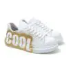Chekich Men s and Women s Sneakers White Yellow Cool Mixed Color Written Lace up Splash