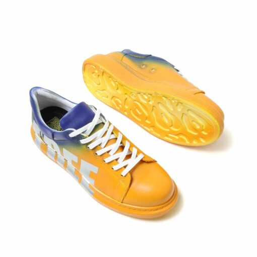 Chekich Men s and Women s Sneakers Yellow Blue Free Mixed Color Written Lace up Splash