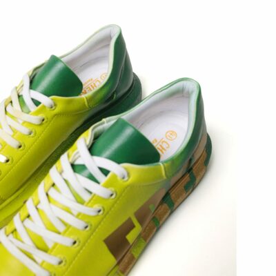 Chekich Men s and Women s Sneakers Yellow Green Free Mixed Color Written Lace up Splash