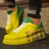 Chekich Men s and Women s Sneakers Yellow Green Free Mixed Color Written Lace up Splash