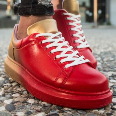 Chekich Men s and Women s Sneakers Yellow Red Mixed Color Written Lace Up Splash Pattern