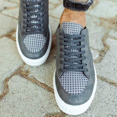 Chekich Shoes Anthracite Faux Leather Sneakers For Men Fall Spring Lightweight Office Solid Color Casual Running