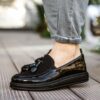 Chekich Shoes Black Men Dress Classic Polished and Suede Non Leather Slip On Luxury Style Business