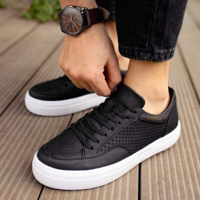 Chekich Shoes for Men Black Faux Leather  Autumn Season Casual Sneakers Wedding Office Fashion Orthopedic