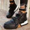 Chekich Shoes for Men Faux Leather White Black Mixed Colors Lace Up Spring and Fall Sneaker