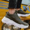 Chekich Shoes for Men Khaki Color Non Leather Spring and Summer Seasons Lace Up Sneakers Fashion