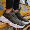 Chekich Shoes for Men Khaki Color Non Leather Spring and Summer Seasons Lace Up Sneakers Fashion