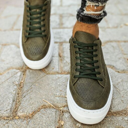 Chekich Shoes for Men Khaki Faux Leather  Autumn Season Casual Unisex Sneakers Wedding Office Fashion
