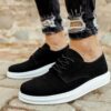 Chekich Shoes for Men Suede Black Faux Leather Spring and Fall Seasons Lace Up Classic Wedding
