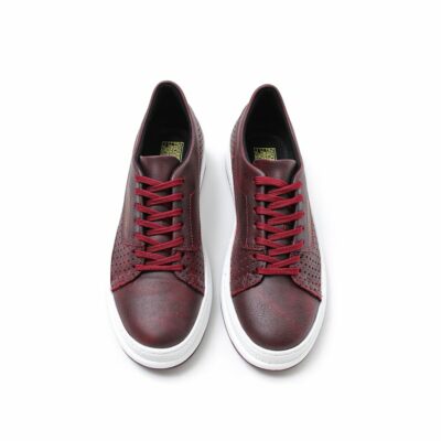 Chekich Shoes for Men s Claret Red Color Non Leather Sneakers Lace Up  Summer Season