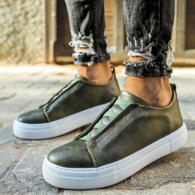 Chekich Sneakers for Men Khaki Artificial Leather  Spring and Fall Casual Slip On Fashion Walking
