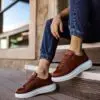 Chekich Sneakers for Men Tan Non Leather Casual Laces  Spring Fall Brown New Trend Shoes