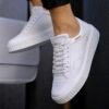 Chekich Sneakers for Men White Color Non Leather Fall Spring Lightweight Office Wedding Solid Casual Shoes