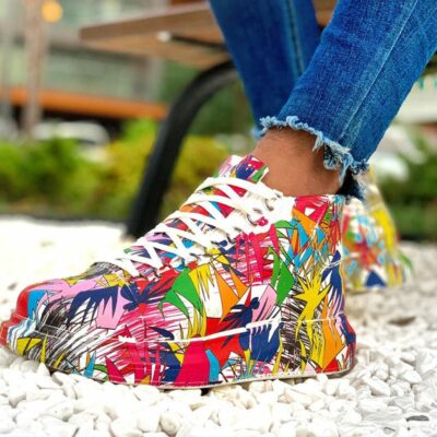 Chekich Unisex Sport Boots Colorful Pattern Artificial Leather Sneakers Size   Printed Casual Comfortable Shoes
