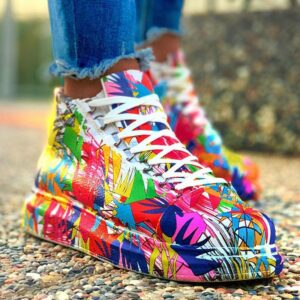 Chekich Unisex Sport Boots Colorful Pattern Artificial Leather Sneakers Size   Printed Casual Comfortable Shoes