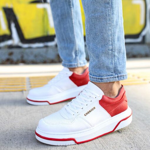Chekich White and Red Artificial Leather Sneakers Women Men Summer Spring Sport Unisex Lightweight Mixed Color