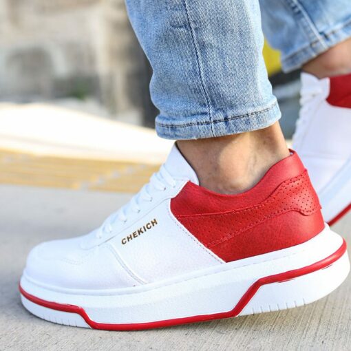 Chekich White and Red Artificial Leather Sneakers Women Men Summer Spring Sport Unisex Lightweight Mixed Color