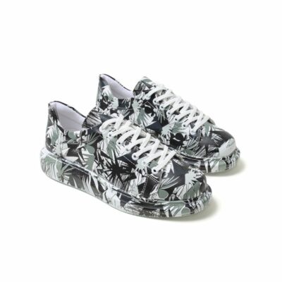 Chekich Women Men Shoes Black and White Pattern Non Leather Unisex Sneakers Lace Up Printed Summer