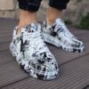 Chekich Women Men Shoes Black and White Pattern Non Leather Unisex Sneakers Lace Up Printed Summer
